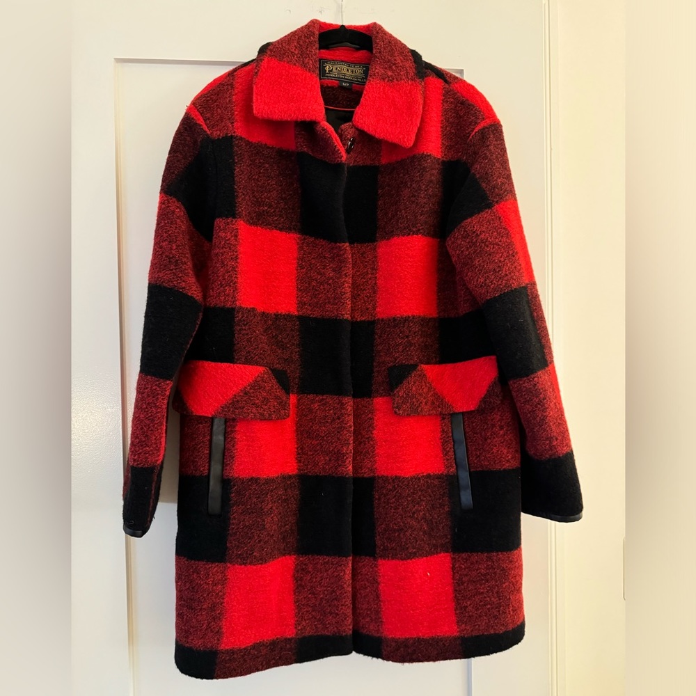 NWOT Pendleton Red and Black Check Wool Coat